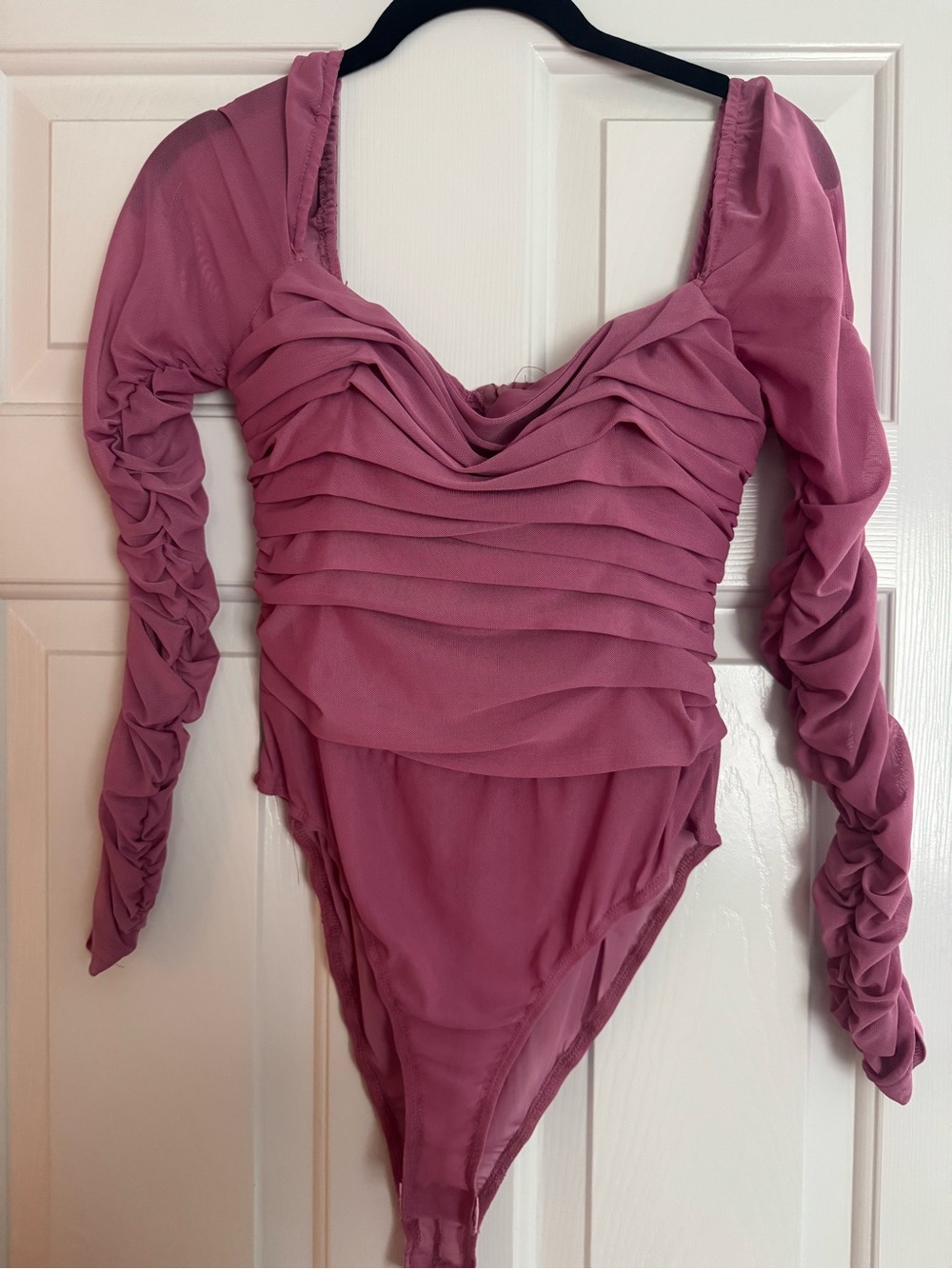 Princess Polly Mauve Ruched Long-Sleeve One-Piece